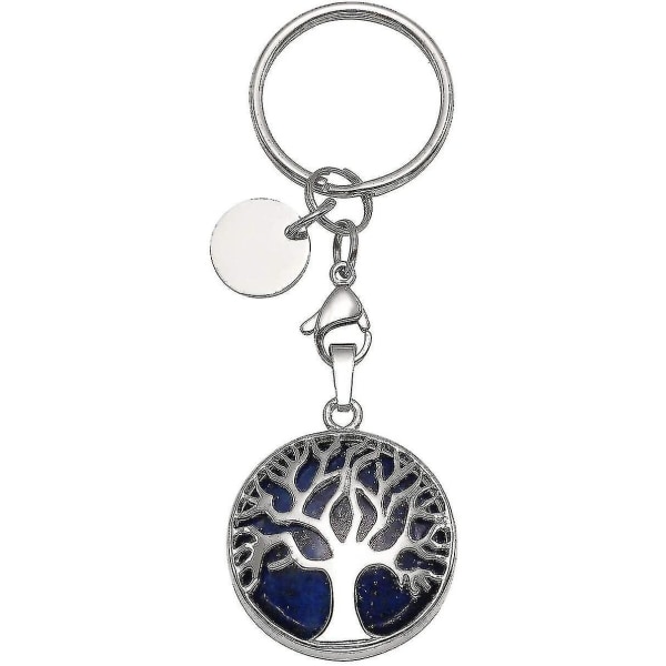Life Silver Tree Sapphire Crystal Healing Ganoderma Natural Gem Pendant nøkkelring