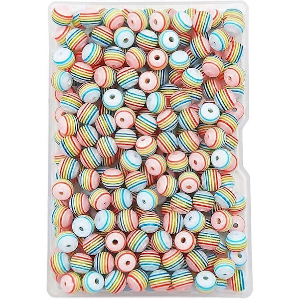 200 st 8mm Harts Resin Pärlor Runda Plastpärlor för Smyckestillverkning Armband Halsband Tillverkning, Genomskinlig Regnbåge