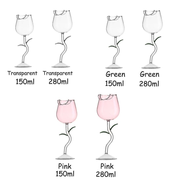 Roseformade vinglas transparenta för festbröllop Alla hjärtans dag Hållbar Creative 150 ml Dryckesgods（150ml，Transparent）