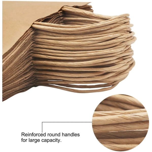 Kraftpapperspåse, papperspåse med handtag (12st) brun