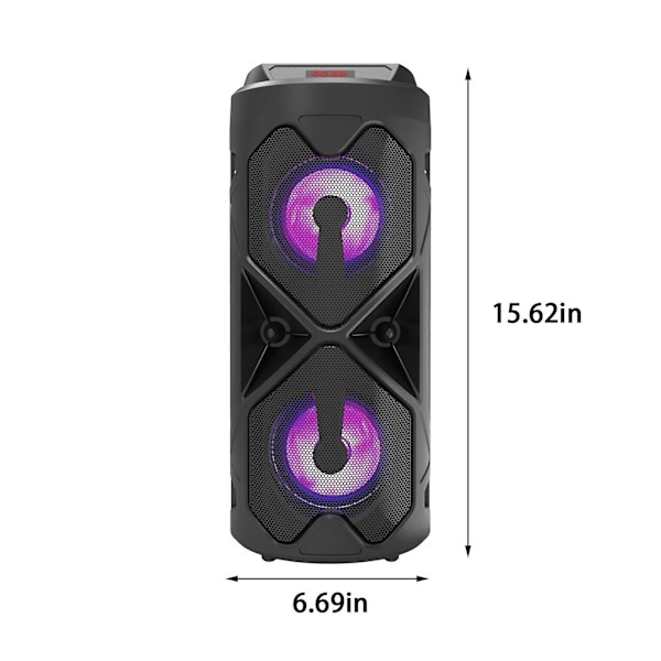 Bluetooth-högtalare, trådlöst bärbart Bluetooth-stereoljud med lampor, danshögtalare utomhus plug-in-kort högpresterande subwoofer