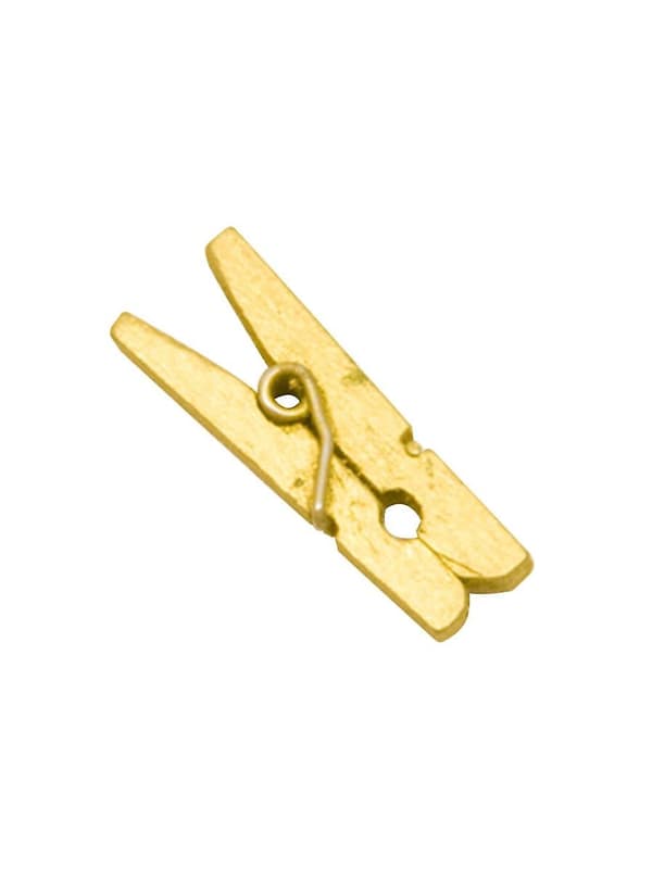 10 Mini Gyllene Träklämmor