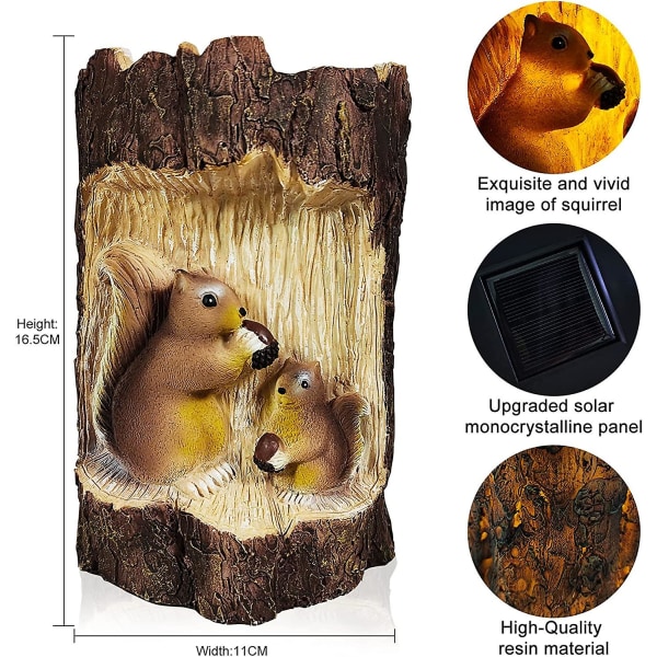 Solcellsdriven Trädgårdsfigur, Ekorre Trädgårdsdekoration Vattentät Led Solcellslampa Utomhus Trädgårdsfigur
