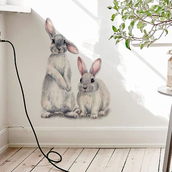 Tecknad kaninkonstdekaler Kaninväggklistermärken Vattentät vinyl självhäftande avtagbara väggmålningar för barnrum Sovrum Barnkammare Toddler Gör det själv Decorati