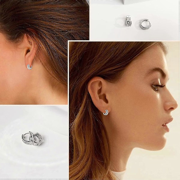 Små Gyllene Huggie Hoop Örhängen för Kvinnor och Flickor, 14k Guldförgyllda Mini Snygga Runda Brosk Örhängen, 925 Sterling Silver Hypoallergena Filigran Loo