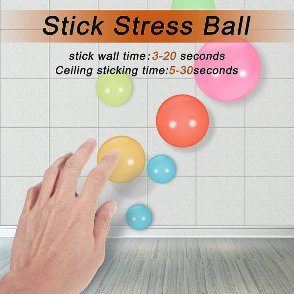 12 stykker Glødebolde Sticky Wall Balls Stress Relief Balls Sticky Ceiling Balls Loft Lysende Sticky Ball Fun