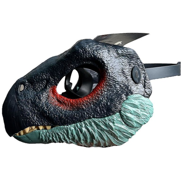Jurassic World Dinosaur Mask Tyrannosaurus Rex Halloween maske med bevægelig mund（kongeblå）