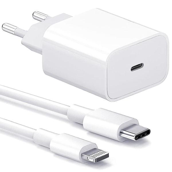 2-pak - Oplader til Iphone - Hurtig oplader - Adapter + Kabel 20w Hvid 2-pak Iphone（2-Pack iPhone）