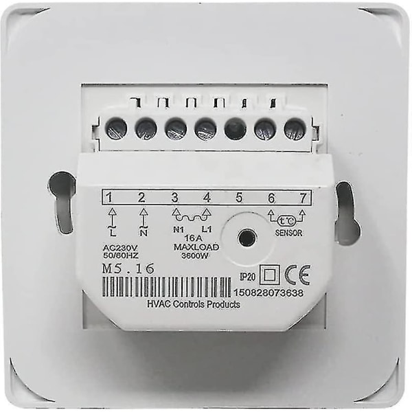 Manuell gulvvarme termostat 220v 16a, elektrisk gulvvarme regulator mekanisk romtermostat med gulvsensor probe1pc