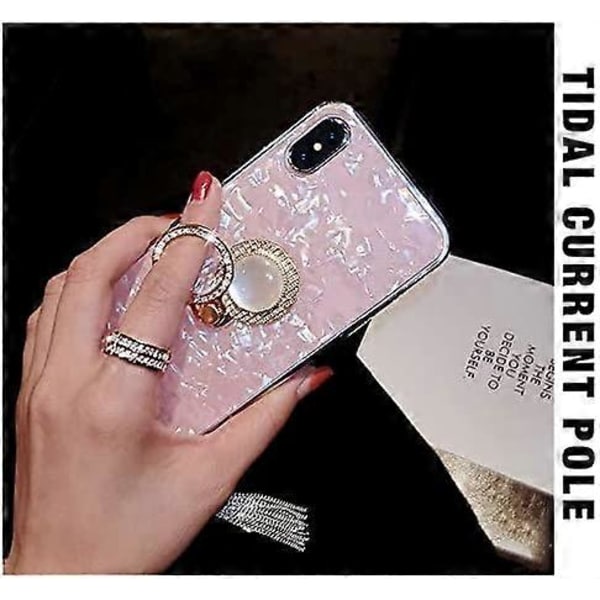 iPhone XS Max-fodral, Lyxigt Glittrande Pärlemor-Mönster Mjuk TPU iPhone XS Max Skyddande Fodral Glimrande Bling Kristall Bak Sida med Tassel + Pärldiamant