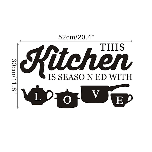 GHYT Fjernelse Word Art pvc Vægklistermærke Murmaleri Hjem Vaskeri Køkken Dekoration, 1PC-30*52cm