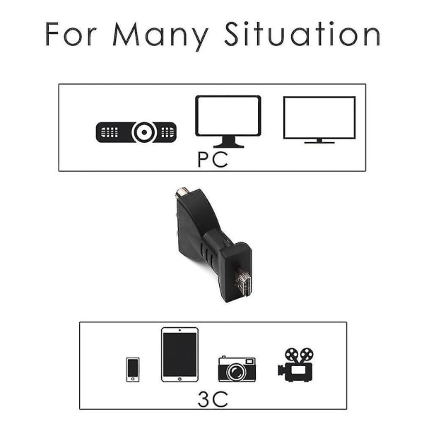 HDMI-kompatibel hanne til 3 Rca kvinnelige kompositt AV Audio Video Adapter Converter for TV (svart)