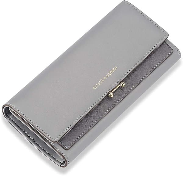 Dam Läder Clutch Plånböcker Stor Kapacitet Pengar Organizer Multi Kort Myntväska