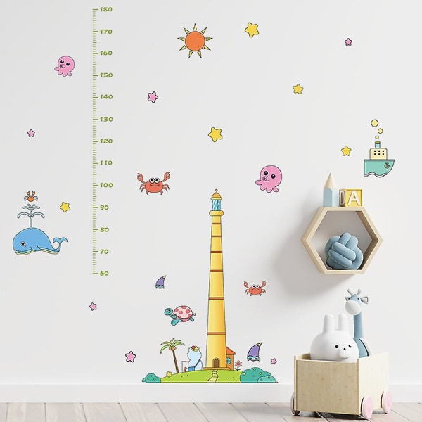 Tegneseriemønster Baby Højdemåling Wall Sticker til Nursery Baby Kids Room, 1 sæt