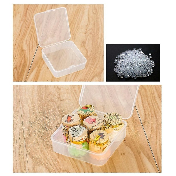 40 Pack Pack kirkkaat muovihelmet Säilytysastioiden laatikko saranoidulla kannella pienille esineille