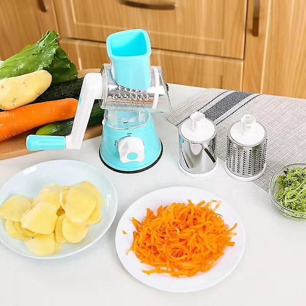 Manuell grönsaksskärare, spiralizer, mandolinskärare, potatisskärare, ostskärare (grön)