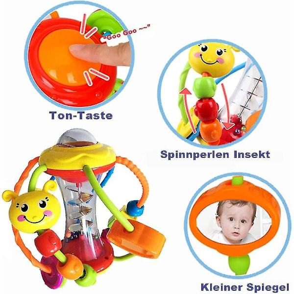 Baby leksaker 0-6 månader gammal baby mus leksak set aktivitetsboll, baby leksaker 6 månader gammal plus skakbord grepp rotation tidig utbildning lärande sensorisk leksak
