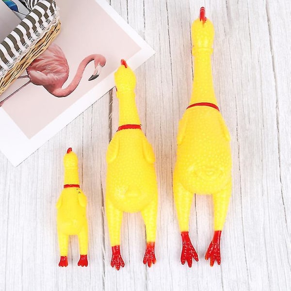 3-pak skrigende kyllinge-hundelegetøj, gult gummi skælvende kyllingelegetøj nyhed og holdbar gummikylling til hunde