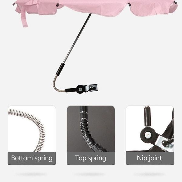 Barnevogn Multi-purpose Paraply Baby Paraplyer Solskjerm UV-beskyttelse Regntett med klemme for å styrke utendørs produkt (rosa)