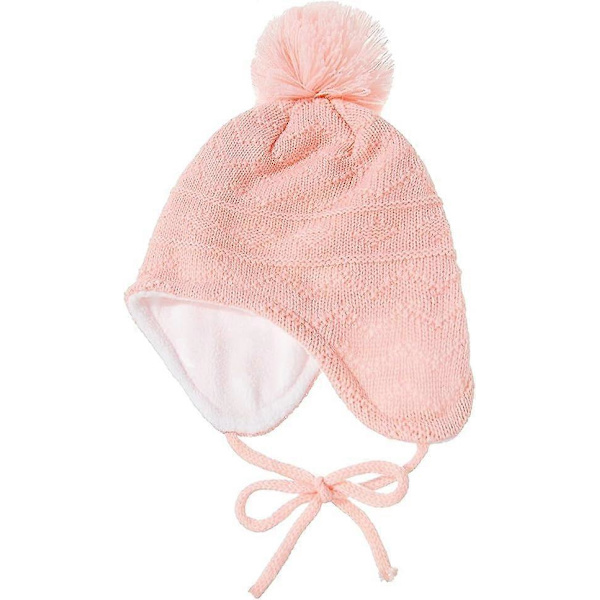 Nyfödda Beanie Hattar Varma Mössa Spädbarn Vinter Toddler Öronklaffar Stickad Hatt med Pompojke Sticka Flicka Omsorg