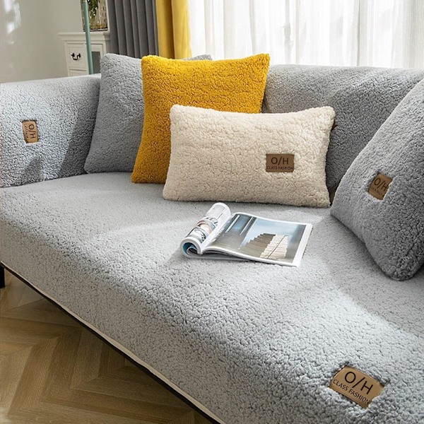 Hörnsofföverdrag Quiltat Sofföverdrag Med Armstöd Med Vänster/höger Meridian - L-format Fläckskyddande Soffskydd (grå, 90x180cm/rektangulär)