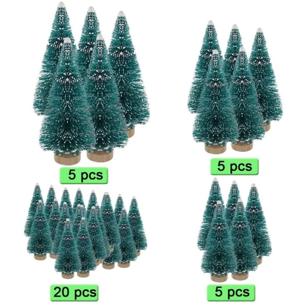 35 delar konstgjord julgran Mini grön gran 4,5/6,5/8,5/12,5 cm Realistisk bordsdekoration julgran