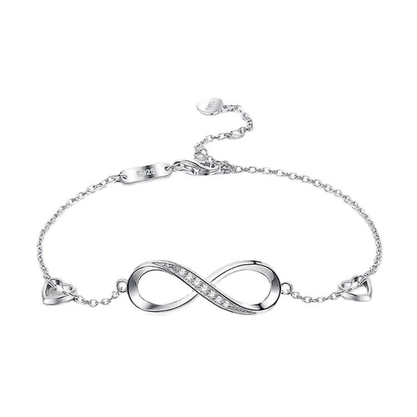 WABJTAM Womens 925 Sterling Silver Infinity Endless Love Symbol Charm Justerbart armband Mors dag present till fru Kvinnor Flickor Mamma