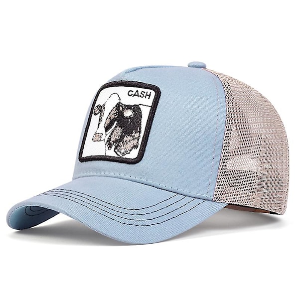 Animal Baseball Cap Cartoon Solskydd Mesh Broderi Trucker Black Panther Rooster Hat Cow blue