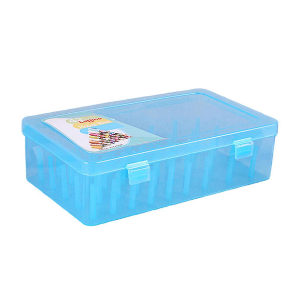 Gennemsigtig sykasse Organiser kasseopbevaring 42 farvespolerholder med låg til hjemmet (blå)