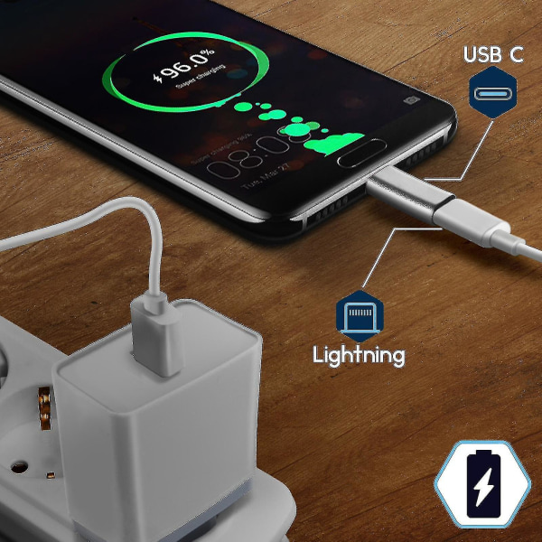 Lightning Adapter Female USB C -lataus ja synkronointi - hopea