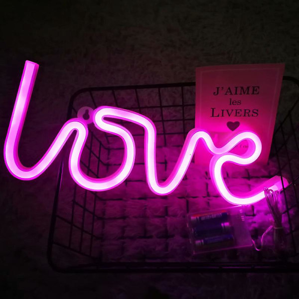 1 kpl Love Neon -kyltti, USB-lataus tai paristokäyttöinen Neon -kyltti makuuhuoneen seinäkoristeeksi Neon -seinäkyltit tytöille Love LED Neon -valot huonekoristeeksi (vaaleanpunainen)