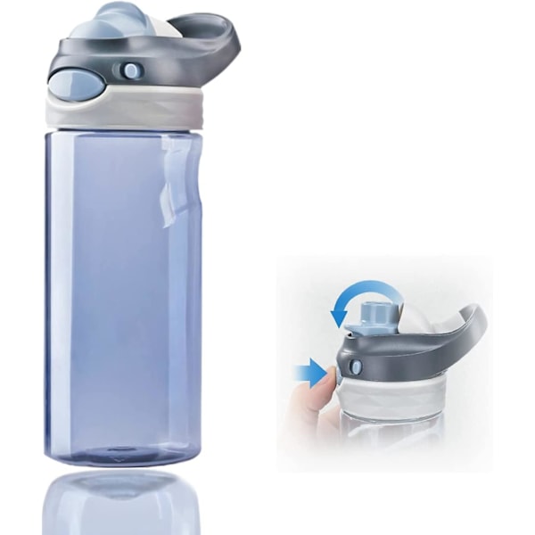 Baicccf 473 ml Grå Vattenflaskor Med Tritan, Liten Vattenflaska Med BPA-fri Och Läcksäker Design, Enhandsmanövrering, Lätt Att Bära