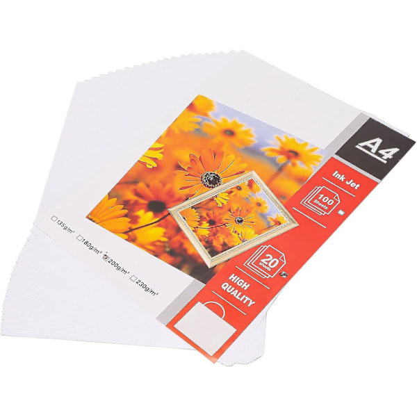 20 st A4-matt fotopapper 8,3x11,7 tum Glansig yta Vattenresistent Hög ljusstyrka Fotopapper för utskrift av dokument