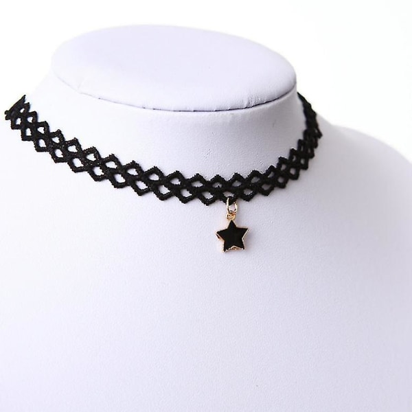 Wabjtam Elastisk choker stjerneneklace svart tatovering choker halskjeder for kvinner og jenter plast minimal halskjede smykker