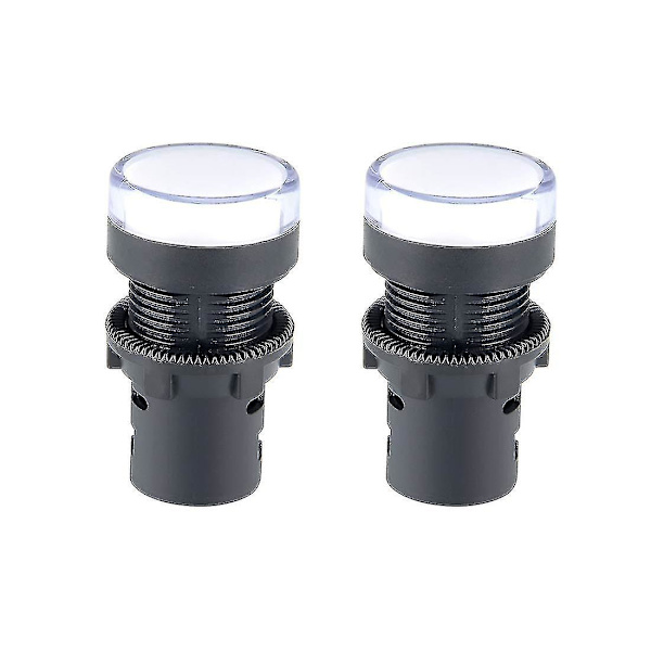2 stk. AC/DC 110V indikatorlamper, gult LED, forsænket panelmontering 7/8\" 22mm（hvid）