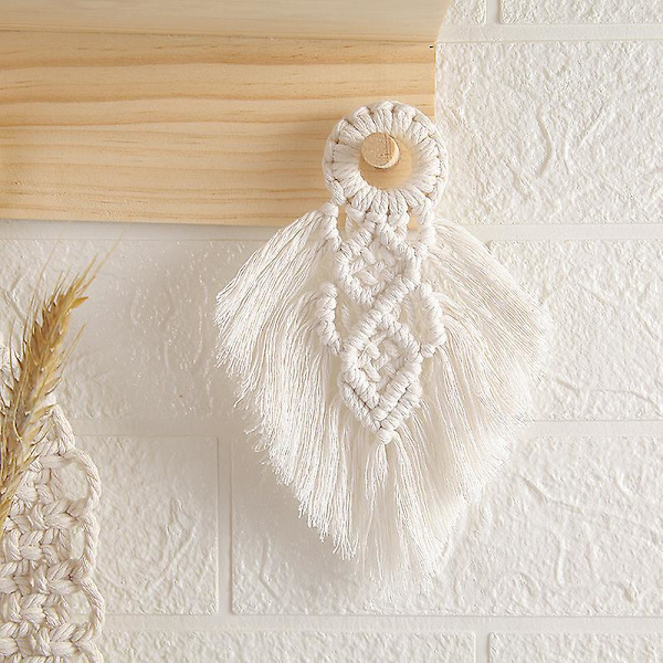 Makramee-ovenkahvan keinu, seinälle ripustettava koristeellinen värikäs boho-sisustukseen, juhlatarvikkeet, boho-koriste vauvakutsuihin, 17 cm