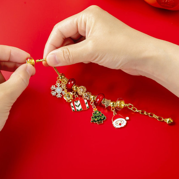 Jule-adventskalender DIY-armbånd Perleklokke smykkesett Blindboks（Flerfarget）