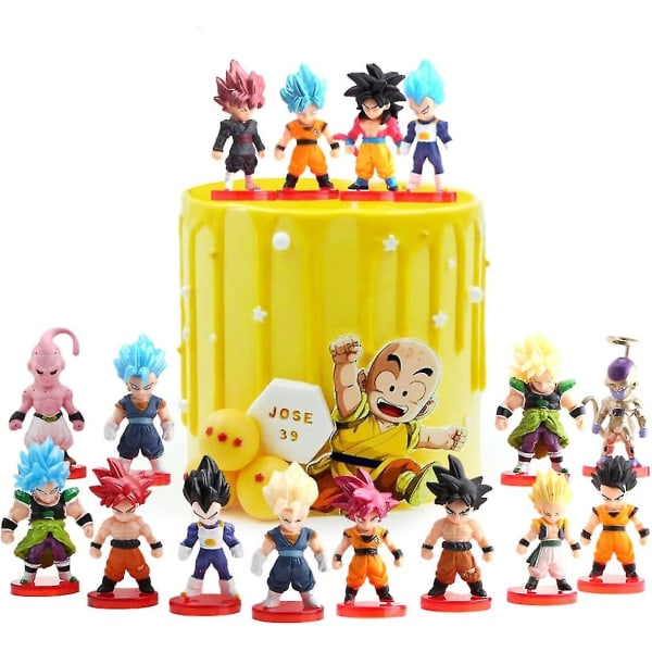 16 kpl kakunpäällinen Dragon Ballille , Dragon Ball -lelu Ornamentti Dragon Ball Z -teemajuhlatarvikkeet, lasten syntymäpäiväkakun koristelu