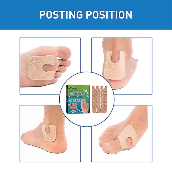 U-muotoiset U-muotoiset hankausta kestävät jalkaterän pehmusteet suojaavat varpaita ihovaurioilta, vähentävät kitkaa ja lievittävät jalkakipua (1 laatikko)