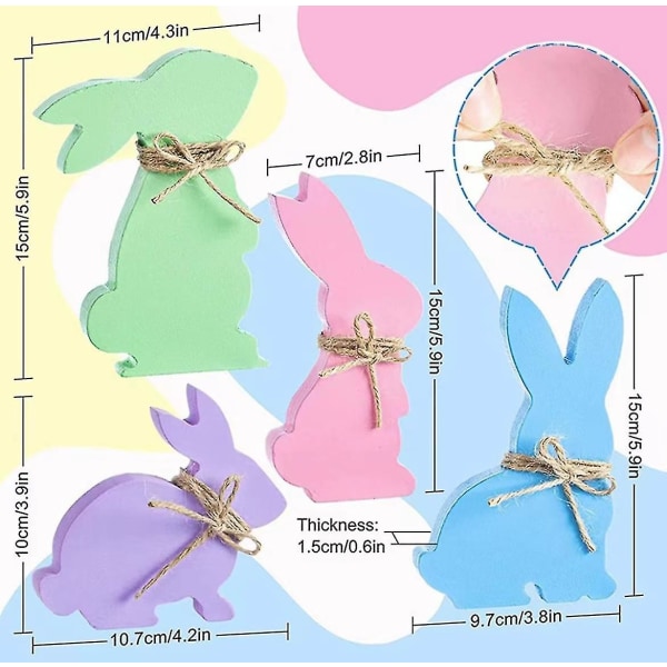 4 stk. påskehare dekorative borddekorationsskilte bondehus påskebakke kanin - Snngv