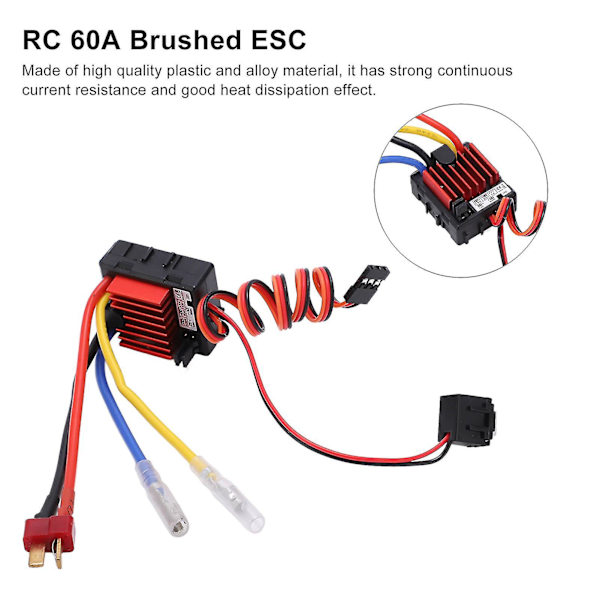 Vedenpitävä RC-auton harjattu ESC 60A 3A/6V BEC:llä - Ihanteellinen 1/10, 1/12, 1/16 sähköisille matkailuautoille