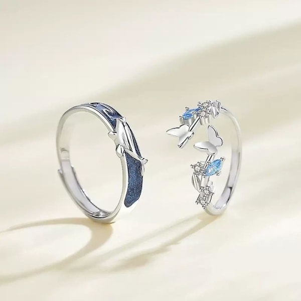 Mote sommerfugl hval parring justerbar ring smykker