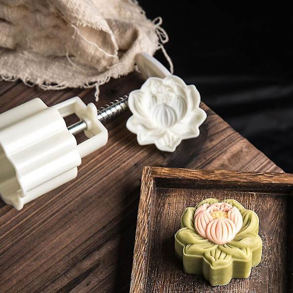 Plastform för månkaka 125/150g 3d Lotus Stämpel Kakskärare Form DIY Bakning -ZHENV（125g）