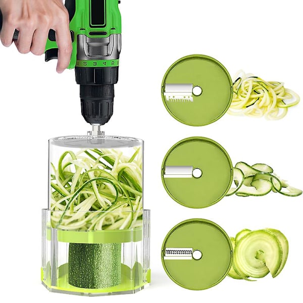 Köksspiralizer Grönsaksskärare Spiralrivare Skärare Potatis Gurka Morot Rivjärn 3 i 1 Grönsaksskärare För Elektrisk Borr