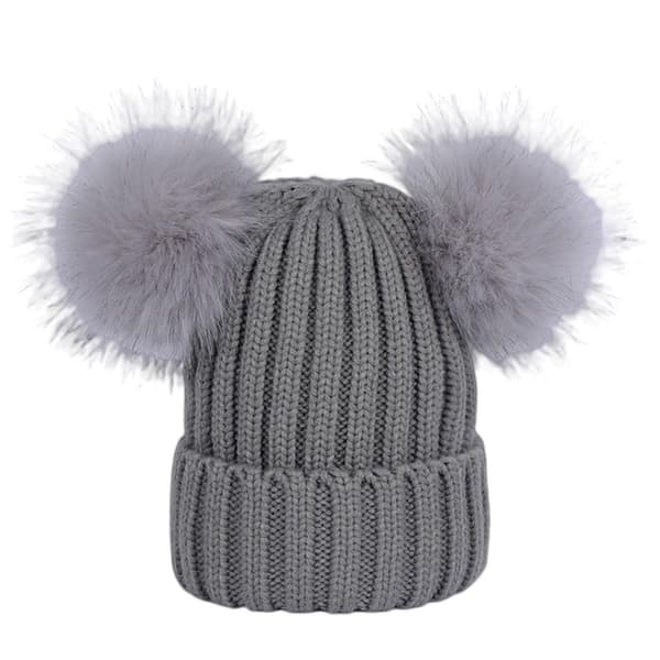 Damhatt Solid Färg Plysch Bollar Höst Vinter Fluffiga Pompoms Hatt Hatt För Utomhus (M, grå)