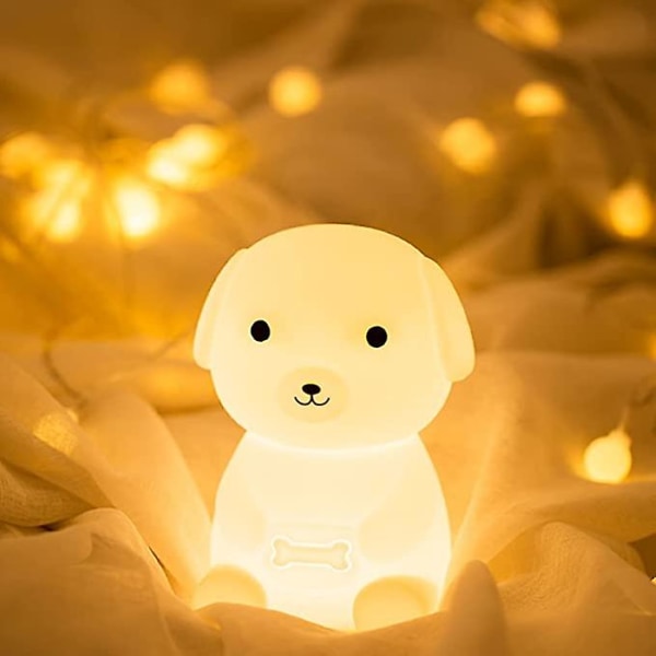 Fargeskiftende LED Søt Oppladbar Silikon Barnehage Nattlampe Hundelampe, Nattbord Soverom Dyrelampe for Baby Jenter Gutter Barn Småbarnsrom Pet Lov