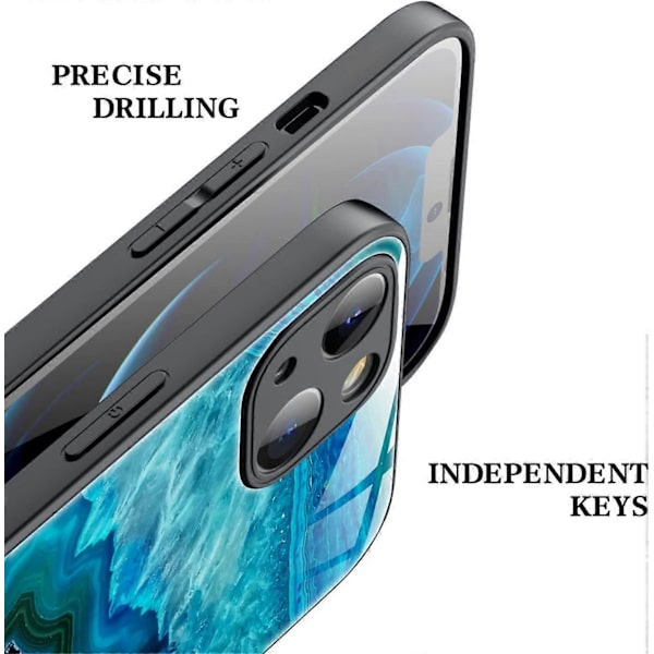 iPhone 13 Skal, Glasbaksida Design Anti-Repor, TPU Stötskyddande Kant Anti-Fall Skydd, Skärm Kamera Lätt Konvex Ramskydd
