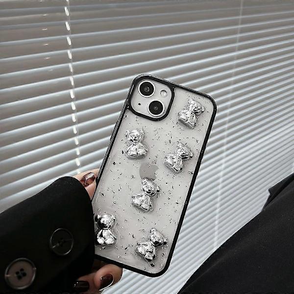 iPhone 13 Pro Skal Söt Björnunge 3D Glimmande Y2K Glitter Lyxig Flickig Estetisk Personlig Design för Kvinnor Flickor Transparent Epoxiplast TPU Skal