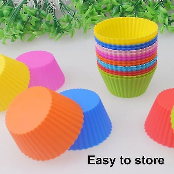 10-pack silikonmuffinsformar, cupcake-formar, återanvändbara, runda kakformar, non-stick bakform, blå
