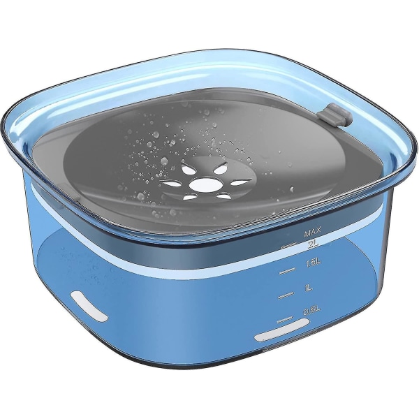 2 l koiran vesikulho, suuri tilavuus roiskeenkestävä koiran kulho, tukehtumisen estävä vesikulho, jossa on hidas vesisyöttö (sininen)